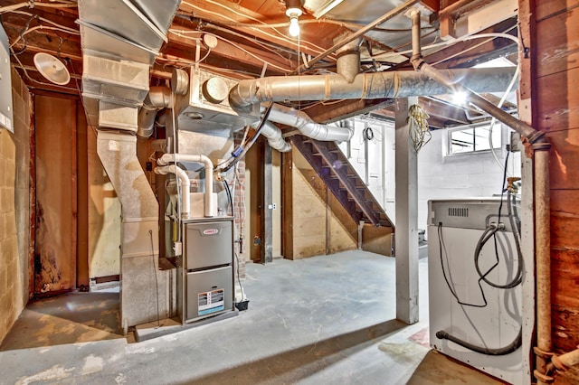 1217 High St, Lake City, MN 55041 - below grade area featuring heating unit and washer / dryer