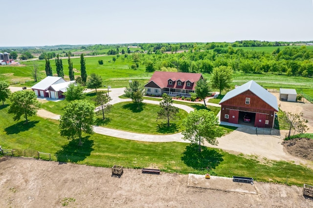 aerial view with a rural view