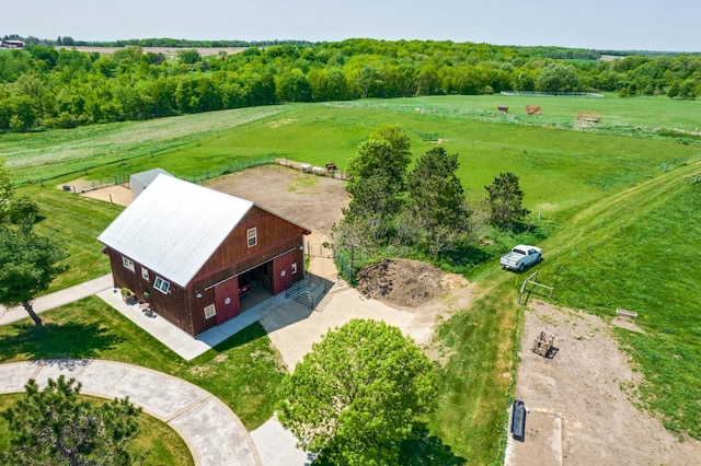 drone / aerial view with a rural view