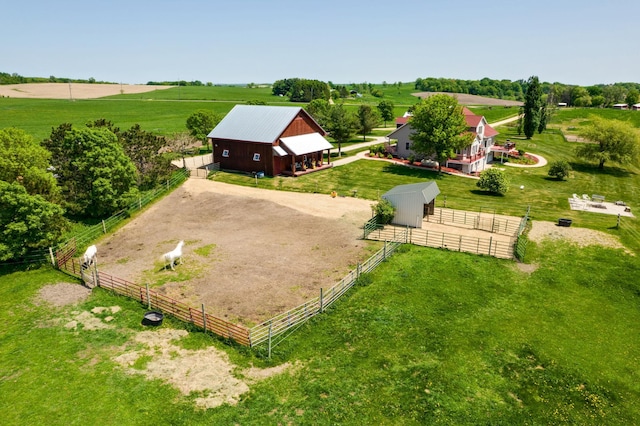 aerial view with a rural view