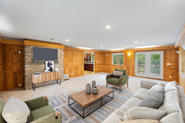 7872 142nd St W, Apple Valley, MN 55124 - living room with wooden walls, carpet, and recessed lighting