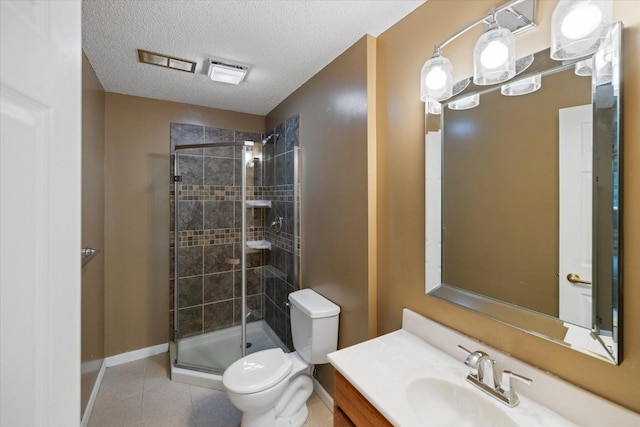 7872 142nd St W, Apple Valley, MN 55124 - full bathroom featuring a shower stall, vanity, tile patterned flooring, and a textured ceiling