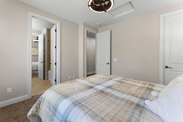5435 Yellowstone Trl, Minnetrista, MN 55331 - bedroom featuring carpet flooring, attic access, and baseboards