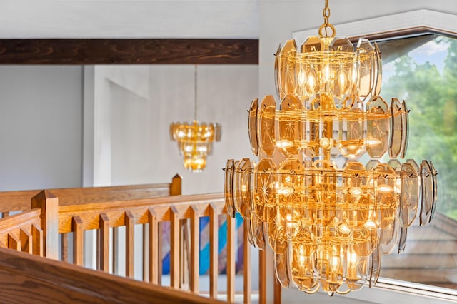 detailed view of a chandelier