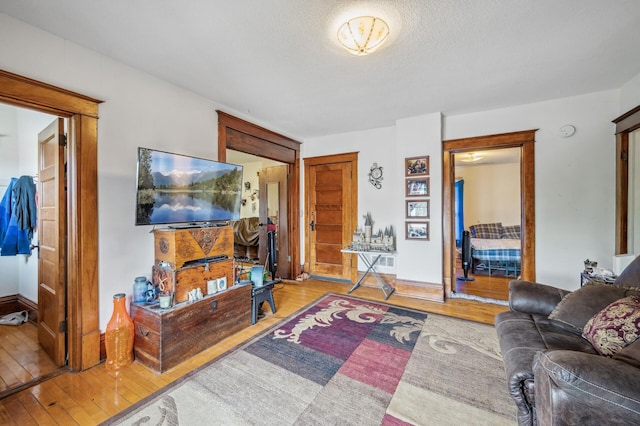living room featuring baseboards and hardwood / wood-style floors