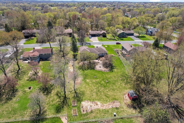 aerial view with a residential view and a forest view
