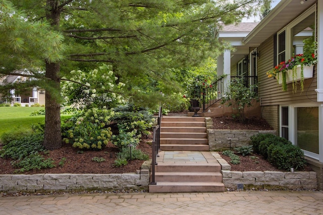 view of yard with stairs
