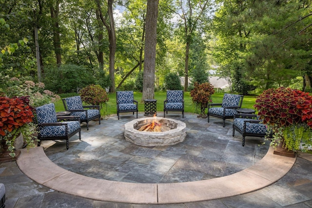 17001 The Strand, Minnetonka, MN 55345 - view of patio / terrace featuring an outdoor fire pit