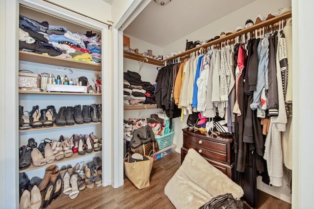 spacious closet with wood finished floors