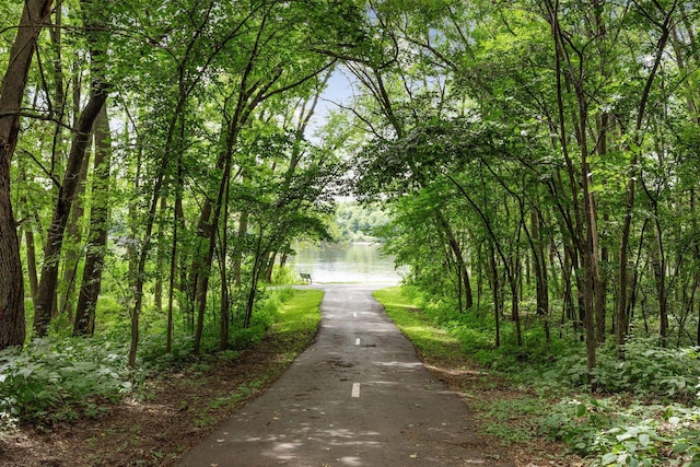 view of road featuring a water view