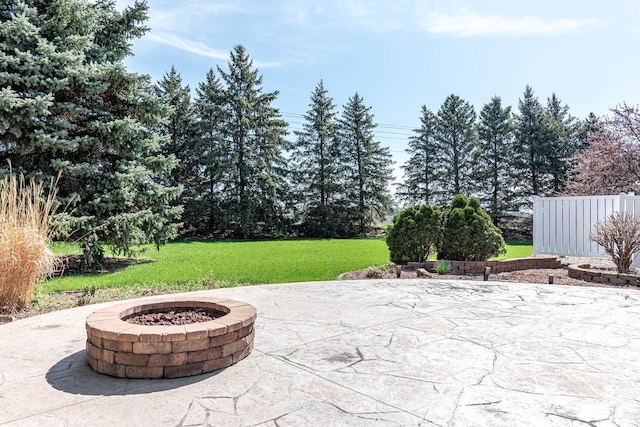 267 Plum Run, Le Sueur, MN 56058 - view of patio / terrace with a fire pit and fence