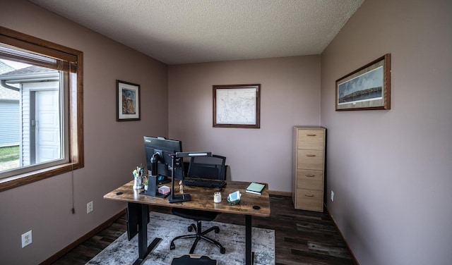 19288 Evenston Dr, Farmington, MN 55024 - office space featuring dark wood finished floors, a textured ceiling, and baseboards