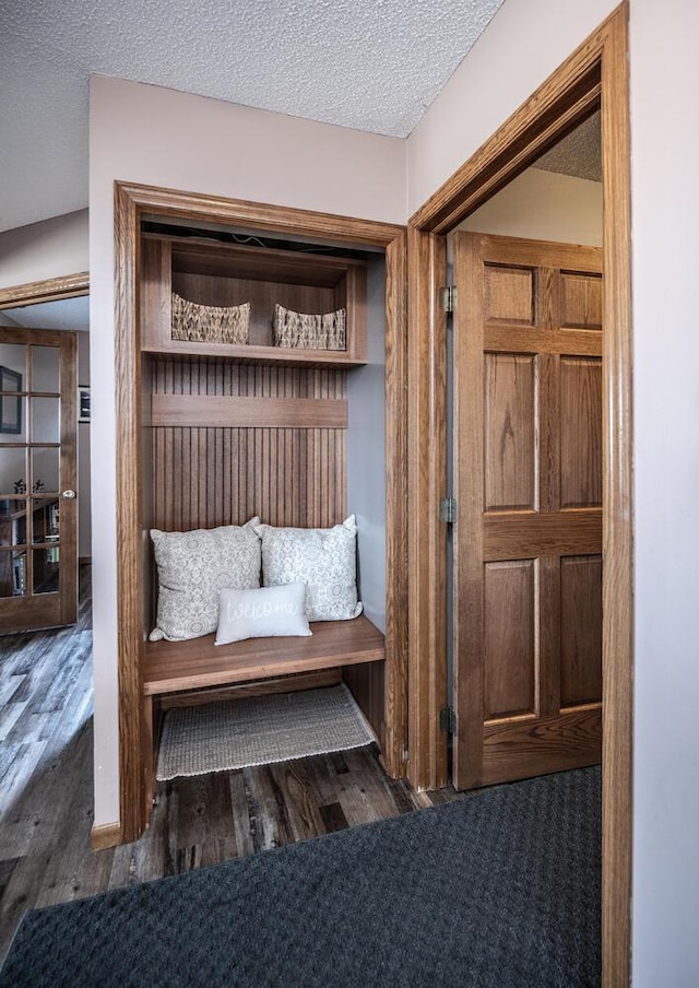 19288 Evenston Dr, Farmington, MN 55024 - mudroom with wood finished floors and a textured ceiling