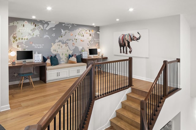 9750 65th St S, Cottage Grove, MN 55016 - staircase featuring recessed lighting, baseboards, and wood finished floors
