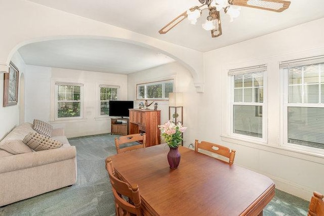 4528 30th Ave S, Minneapolis, MN 55406 - dining area with arched walkways and ceiling fan