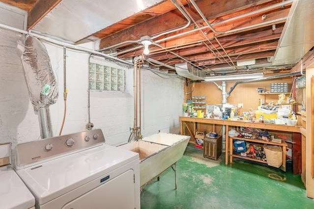4528 30th Ave S, Minneapolis, MN 55406 - unfinished below grade area with separate washer and dryer and a workshop area