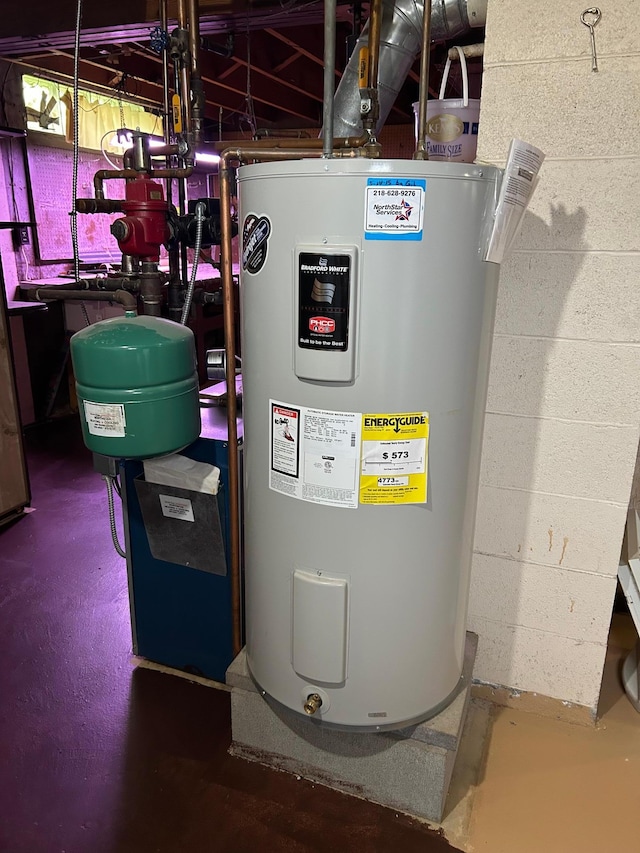 utility room featuring electric water heater