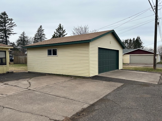 view of detached garage