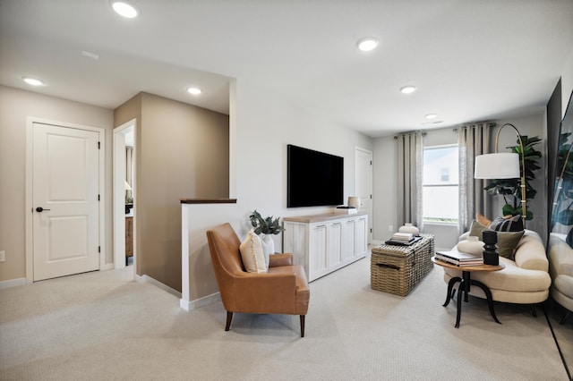 15071 Athgoe Dr, Rosemount, MN 55068 - living area featuring light carpet, recessed lighting, and baseboards