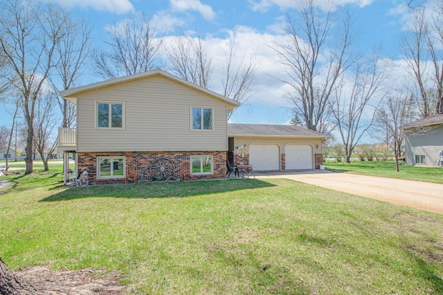 36 Ben Nevis Ln, Waite Park, MN 56387 - view of side of property featuring an attached garage, a yard, driveway, and brick siding