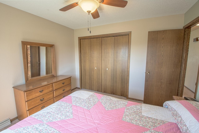 36 Ben Nevis Ln, Waite Park, MN 56387 - bedroom with baseboards, a ceiling fan, a baseboard heating unit, and carpet floors