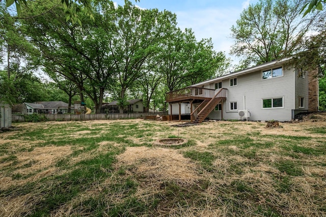21485 Inwood Ave N, Forest Lake, MN 55025 - view of yard with a wooden deck, a fire pit, and stairway