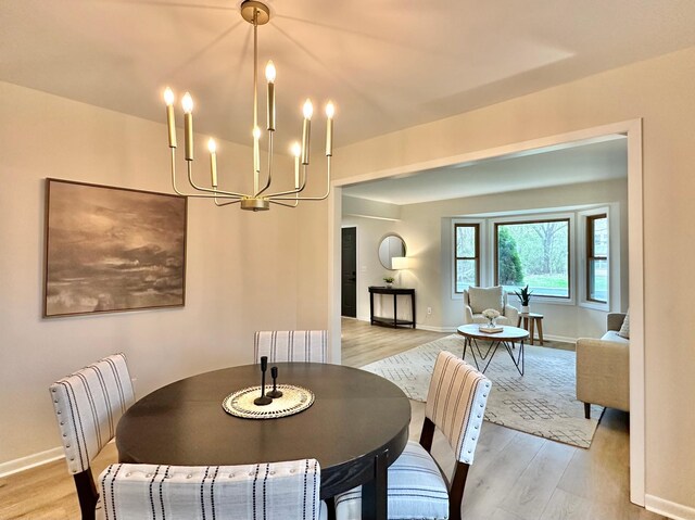 809 Wagon Wheel Trl, Mendota Heights, MN 55120 - dining space with an inviting chandelier, light wood-style flooring, and baseboards