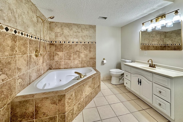 809 Wagon Wheel Trl, Mendota Heights, MN 55120 - full bathroom with vanity, tile patterned flooring, toilet, and a textured ceiling