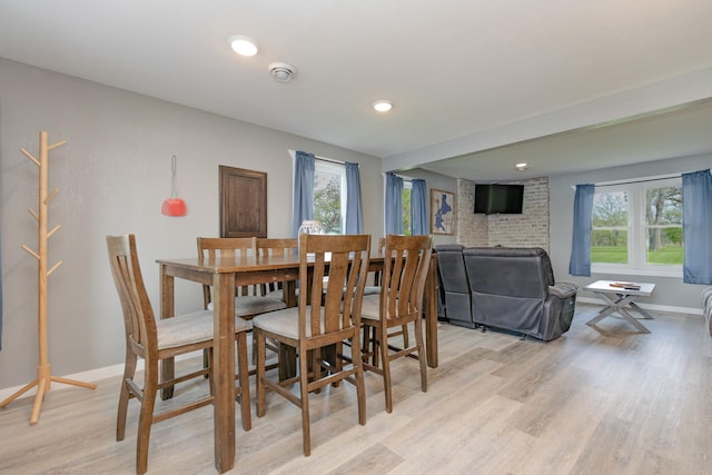 43 Blue Stem Rd, Shetek Twp, MN 56175 - dining room with light wood-style floors, baseboards, and recessed lighting