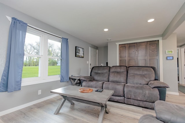 43 Blue Stem Rd, Shetek Twp, MN 56175 - living area with baseboards, light wood-type flooring, and recessed lighting