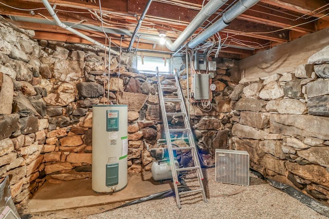 below grade area with water heater