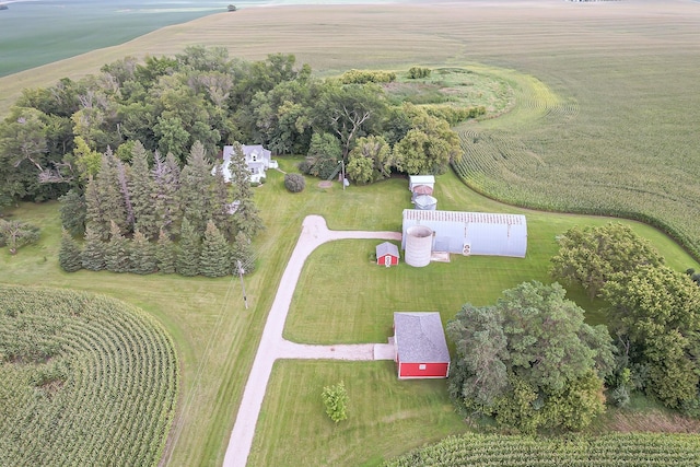 birds eye view of property featuring a rural view