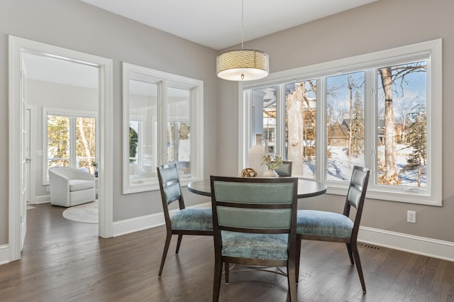 2454 Crowne Hill Rd, Minnetonka, MN 55305 - dining area featuring baseboards and dark wood-style flooring