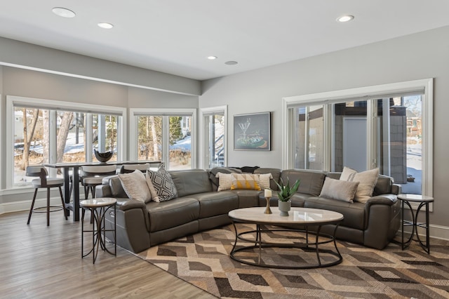 2454 Crowne Hill Rd, Minnetonka, MN 55305 - living room featuring baseboards, recessed lighting, and wood finished floors