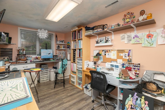 office space with wood finished floors