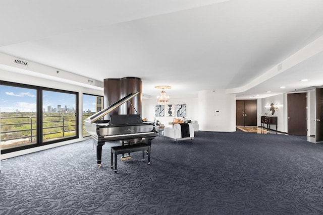 3145 Dean Ct Unit 1100, Minneapolis, MN 55416 - carpeted living area with a chandelier and recessed lighting