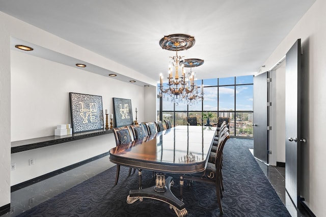 3145 Dean Ct Unit 1100, Minneapolis, MN 55416 - dining room with a wall of windows, a chandelier, and baseboards