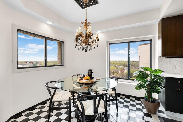 3145 Dean Ct Unit 1100, Minneapolis, MN 55416 - dining area with light flooring, a chandelier, and recessed lighting