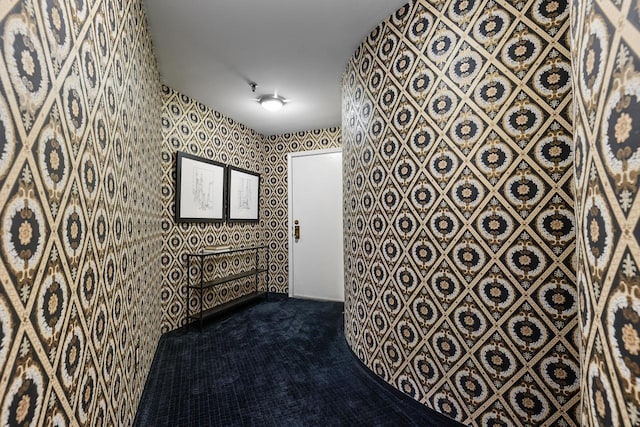 3145 Dean Ct Unit 1100, Minneapolis, MN 55416 - hall with wallpapered walls and dark carpet