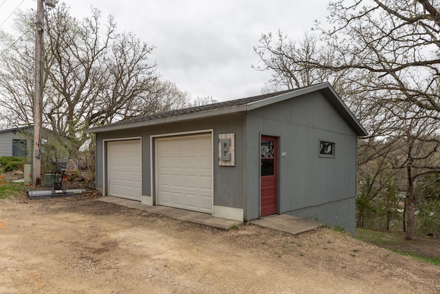 view of detached garage