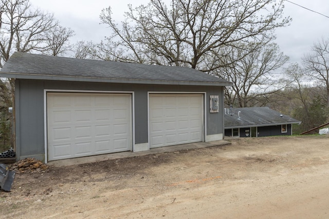 view of detached garage