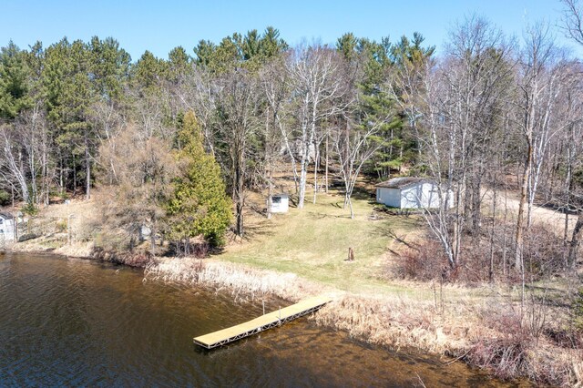 exterior space with a water view