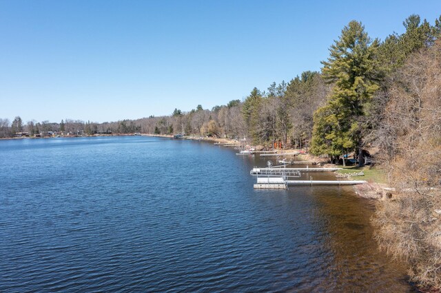 property view of water featuring a floating dock