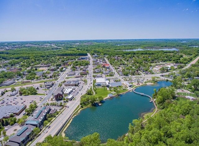 aerial view of a nearby body of water