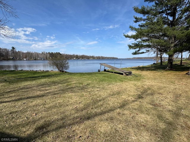view of yard with a water view