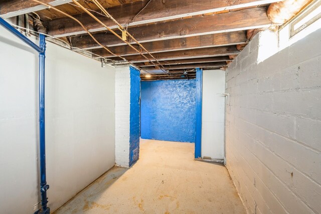 view of unfinished basement
