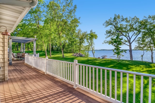 42429 Big Mcdonald Dr, Dent, MN 56528 - deck with a water view, a yard, and outdoor dining area