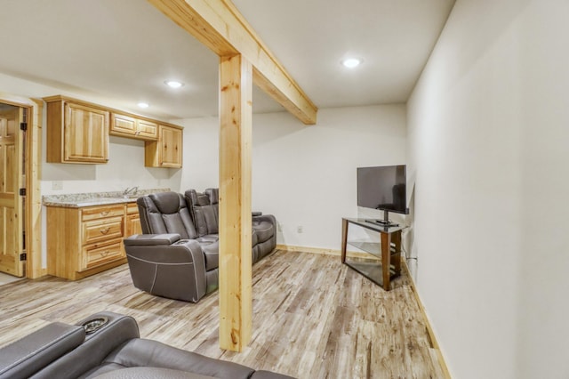 42429 Big Mcdonald Dr, Dent, MN 56528 - living room featuring light wood-style floors, recessed lighting, and baseboards