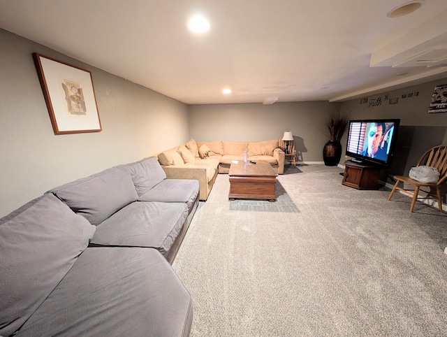 living area with carpet