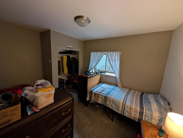 bedroom with carpet floors and a closet